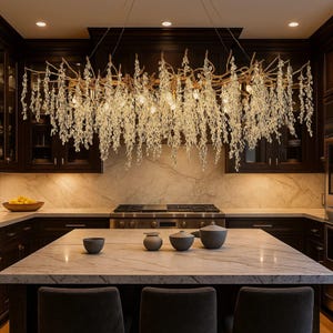 Beaded Crystal Chandelier: Modern Elegant Dining Room Lighting, Kitchen Island Lighting image 2