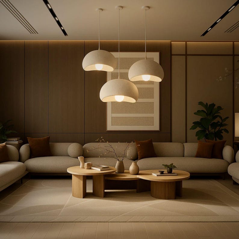 Wabi Sabi Pendant Light Trio: Japandi Style Kitchen Island Lighting Bild 3