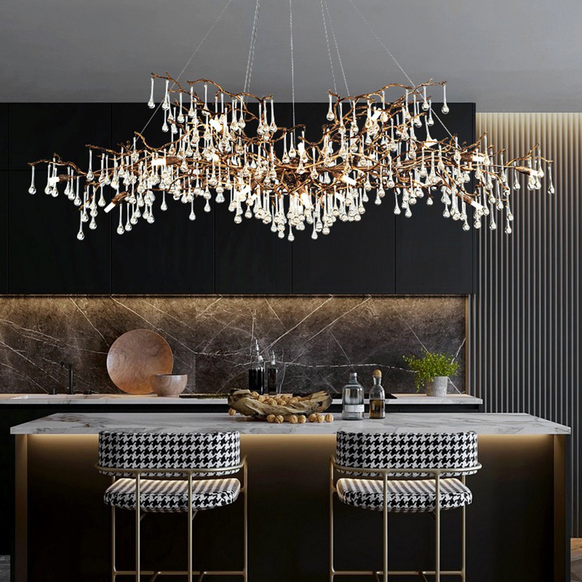安い購入 さくらや麻布堂SILJOY Black Round Crystal Chandelier