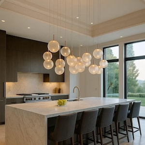 Modern Staircase Chandelier: Black Iron & Acrylic LED Pendant Light