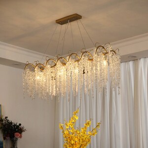 Orchid Chandelier Lighting, Large Glass Pendant Light Dining Room, Modern Crystal Pendant Chandelier Aluminium/Iron Branch image 5