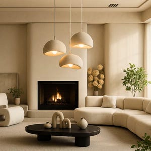 Wabi Sabi Pendant Light Trio: Japandi Style Kitchen Island Lighting Bild 2