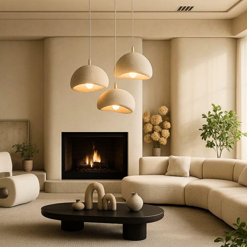 Wabi Sabi Pendant Light Trio: Japandi Style Kitchen Island Lighting Bild 2
