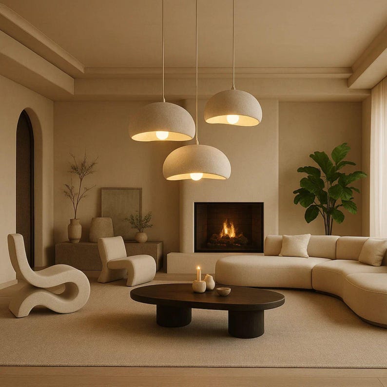 Wabi Sabi Pendant Light Trio: Japandi Style Kitchen Island Lighting Bild 6