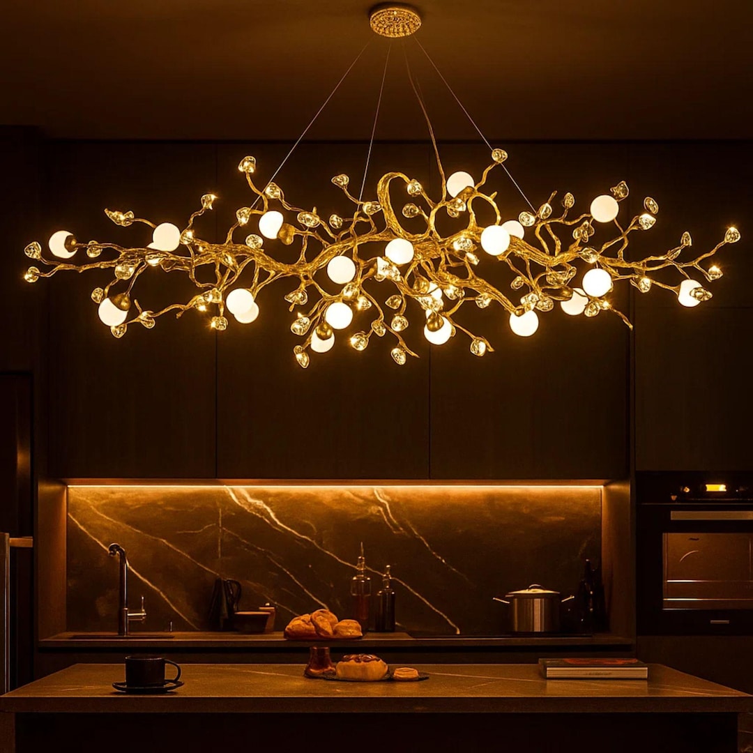 Branch Modern Chandelier With Glass Globe Pendant Lights for
