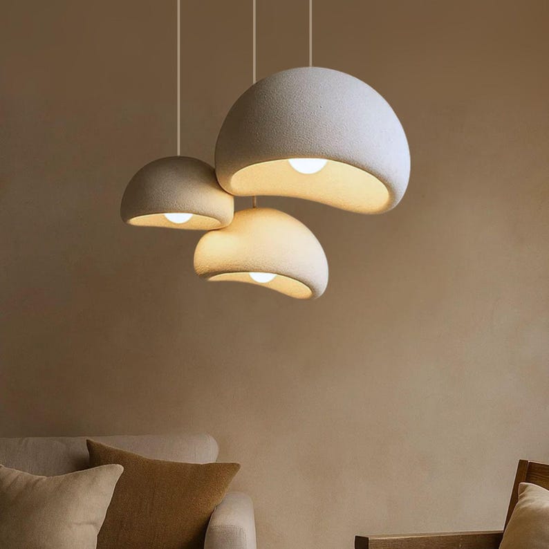 Wabi Sabi Pendant Light Trio: Japandi Style Kitchen Island Lighting Bild 4