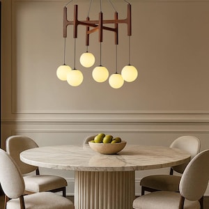 Mid-Century Modern Wood Pendant Light: Nordic Kitchen Island Chandelier