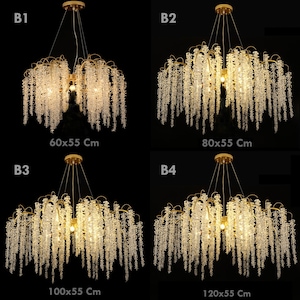 Orchid Chandelier Lighting, Large Glass Pendant Light Dining Room, Modern Crystal Pendant Chandelier Aluminium/Iron Branch image 9