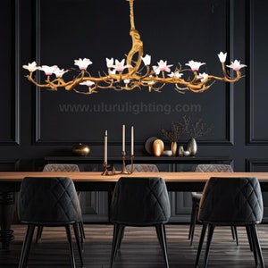 Flower Brass Tree Branch Chandelier Modern - Chandelier Lighting Dining Room