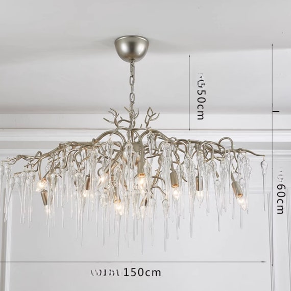 Silver Beaded Chandelier Lighting for Dining Room Decor Modern
