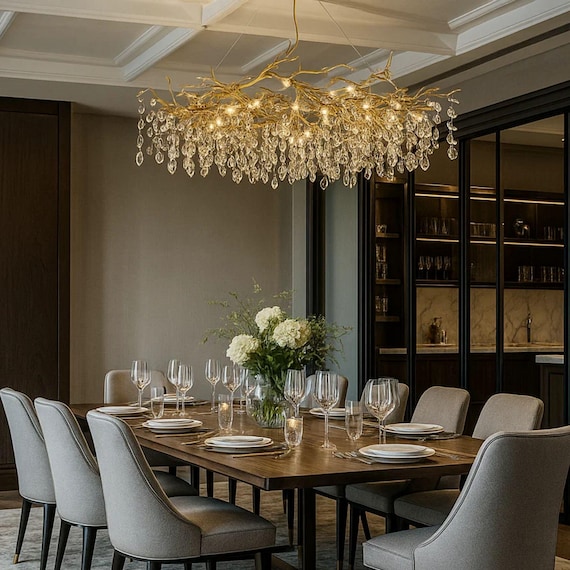 Crystal Pendant Chandelier Luxury Modern Statement Dining Room Light