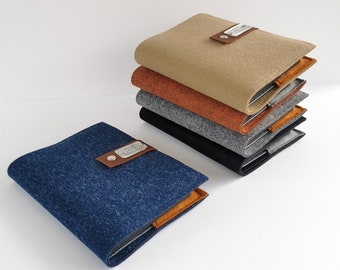 Felt Notebook with Hand-Stamped &quot;Ideas, Plans, Thoughts&quot;, Leather Clasp and Customizable Colors, Stylish A5 size book cover