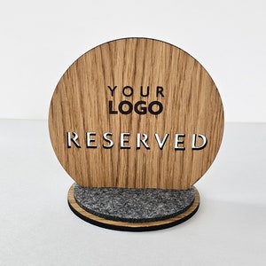 Wooden reserved table sign, Tabletop reserve plate with logo, Reserved wedding sign, Personalized restaurant sign, Reserved seating sign