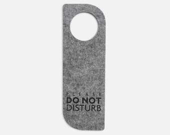 Handmade double sided felt door sign 'Please do not disturb' and 'Please make up room', Engraved door knob sign, Hotel room essentials