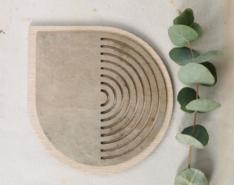 Mantel individual de estilo retro para servir tetera o tazón, innovador posavasos de chapa de piedra y madera, moderna bandeja de mesa y bar en tonos marrones