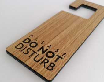 Personalized Wood and Felt Door Hanger For Hotels - Minimalist Do Not Disturb/Make Up Room Sign, Custom Door hanging sign