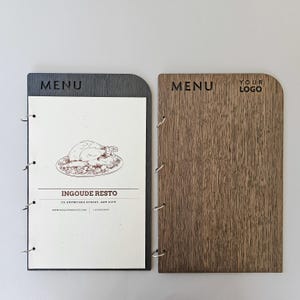 Luxury Wood Menu Folder for Boutique Hotels, Custom Engraved Ring Binder Menu, Multi-page Restaurant Beverage List, Personalized Menu Cover