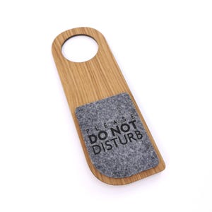 Custom Oak and Felt Dual-Sided Door Hanger, Do Not Disturb, Please Make Up Room Sign