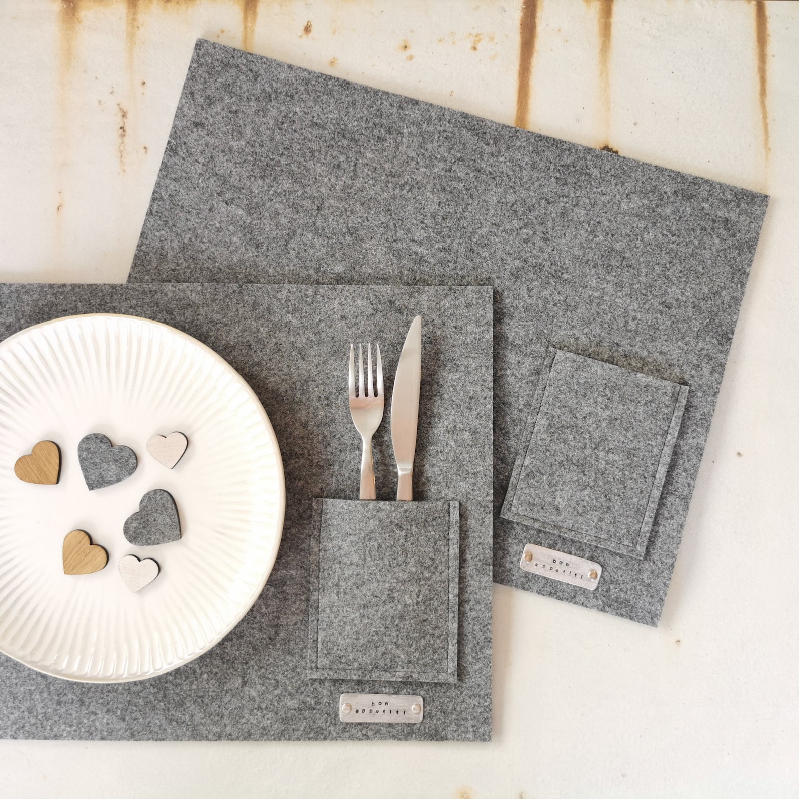 Modern Placemats Set of 2 / Rectangular Grey Felt Placemat Etsy