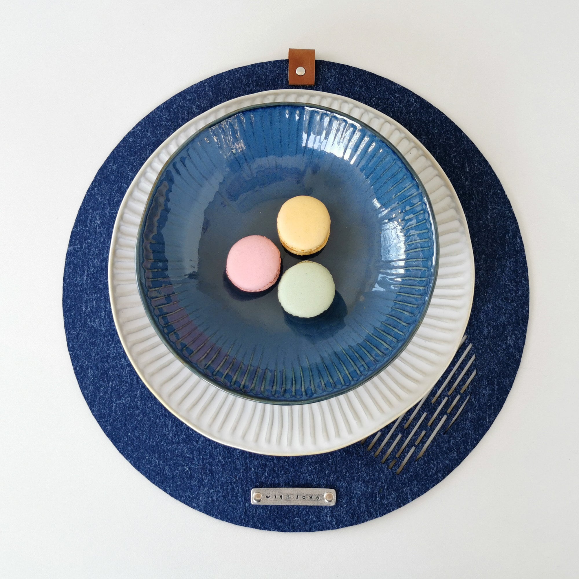 Modern Felt Navy Blue Round Placemats Set of 2 Colorful Etsy