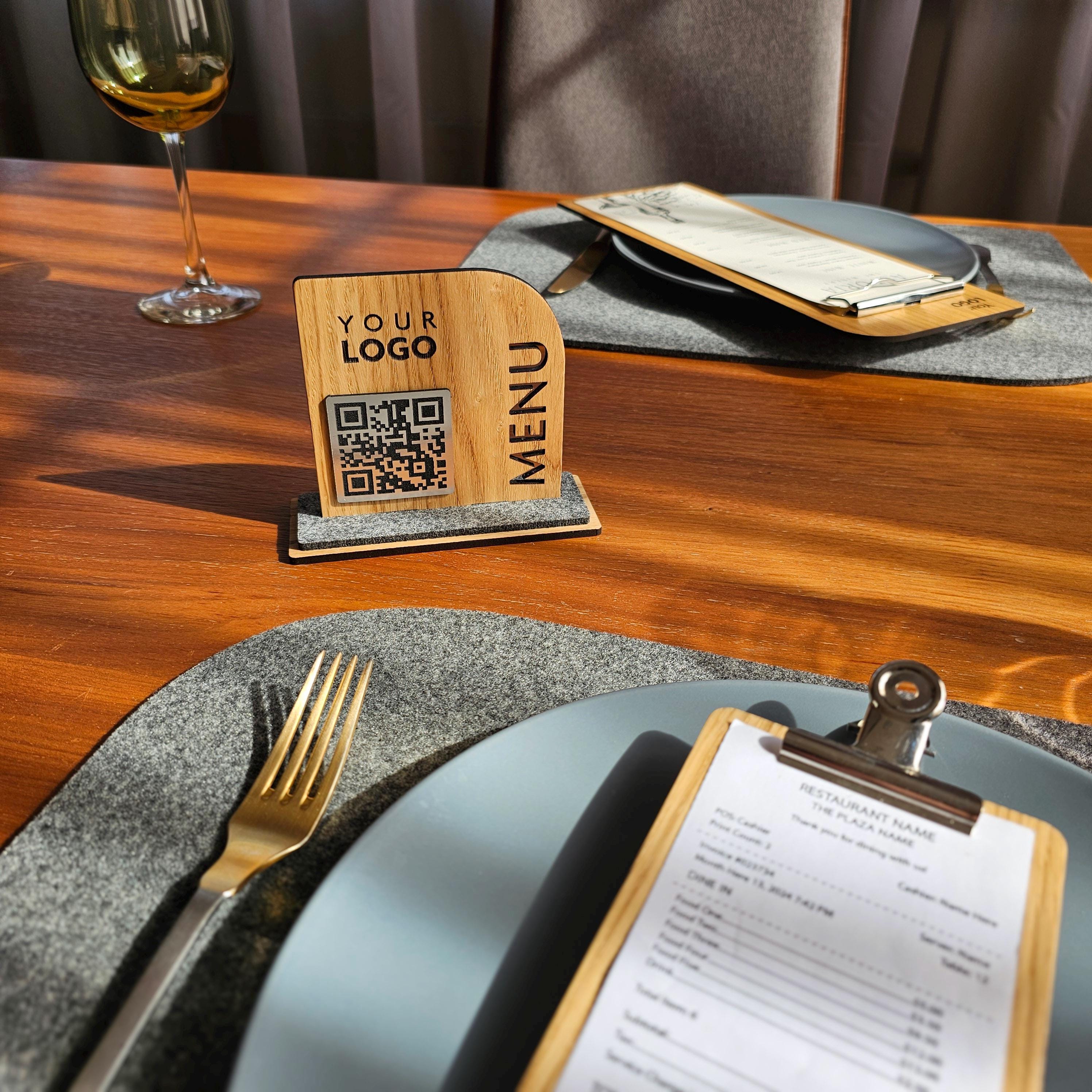 Custom QR Code Menu Table Sign With Logo, Personalized Wood Plaque ...