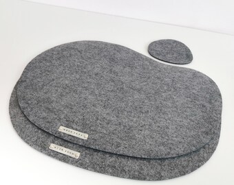Set 8 Pezzi Tovagliette E Sottobicchieri In Feltro Smøla, Rotondi 37 Cm, Grigio, Resistenti Al Calore, Lavabili, Design Scandinavo - 3