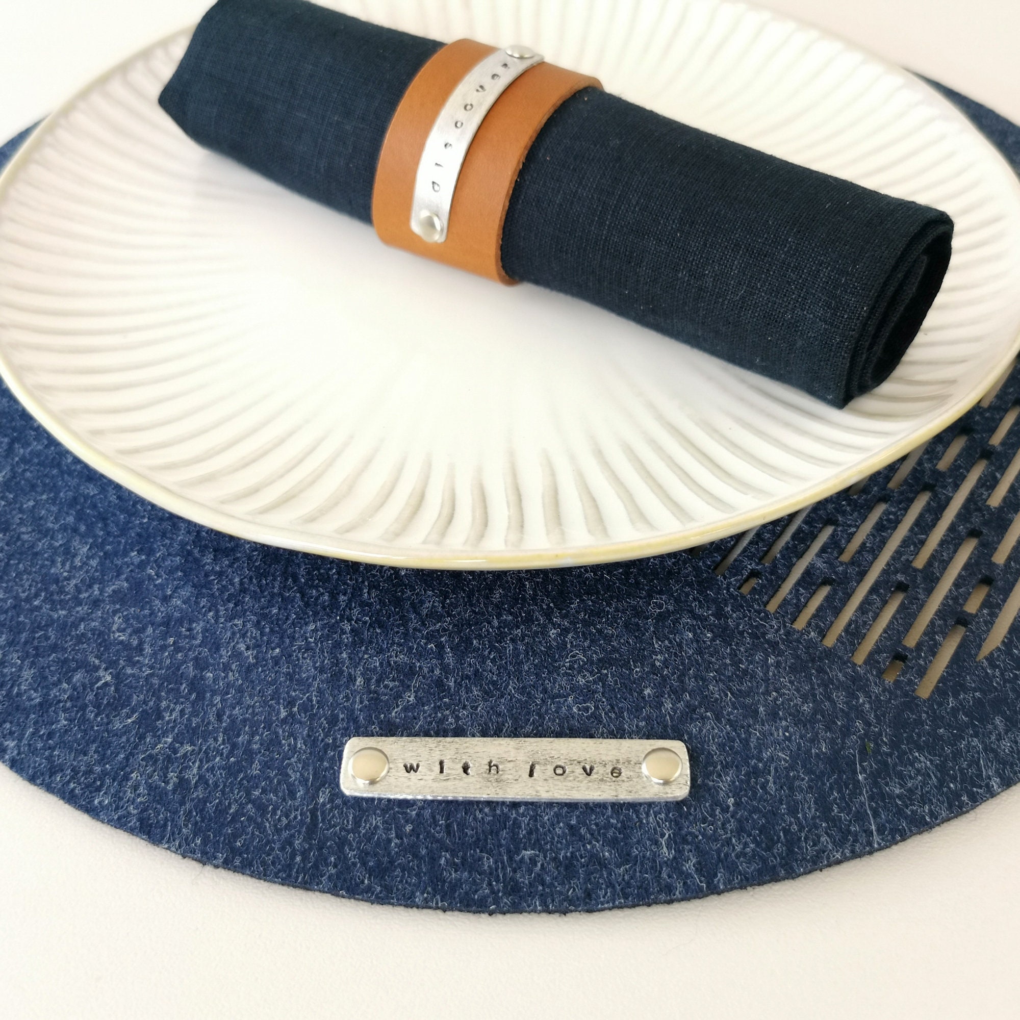 Modern Felt Navy Blue Round Placemats Set of 2 Colorful Etsy