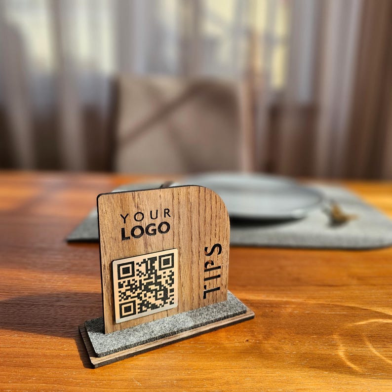 Custom QR Code Menu Table Sign With Logo, Personalized Wood Plaque ...