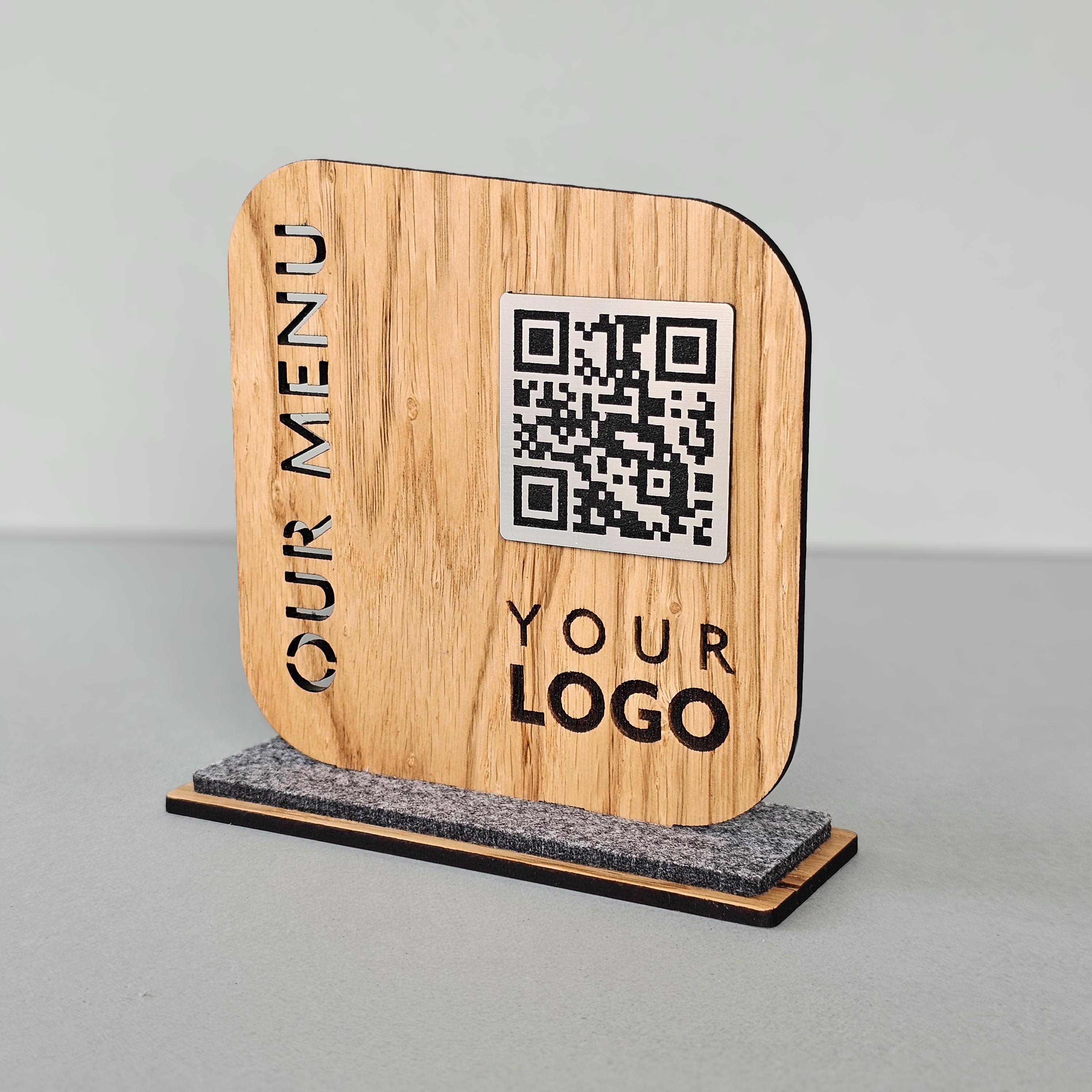 Personalized Wooden Tabletop Sign With QR Code for Digital Menu ...