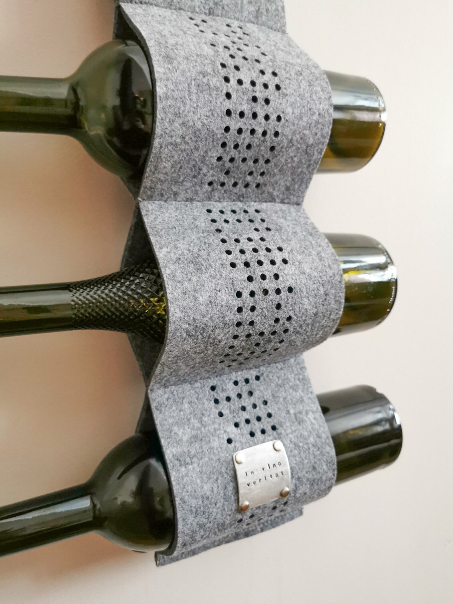 Gray Felt Hanging Wine Rack: Personalized Wall Bottle Holder - Etsy