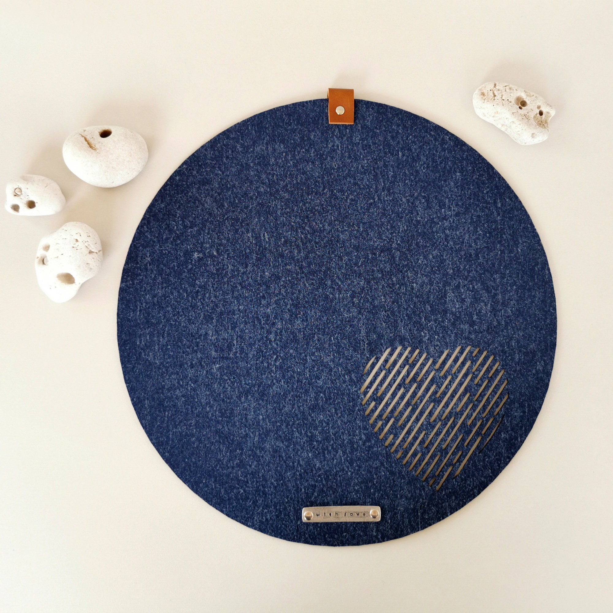 Modern Felt Navy Blue Round Placemats Set of 2 Colorful Etsy