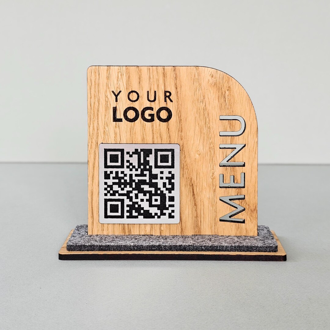 Custom QR Code Menu Table Sign With Logo, Personalized Wood Plaque ...