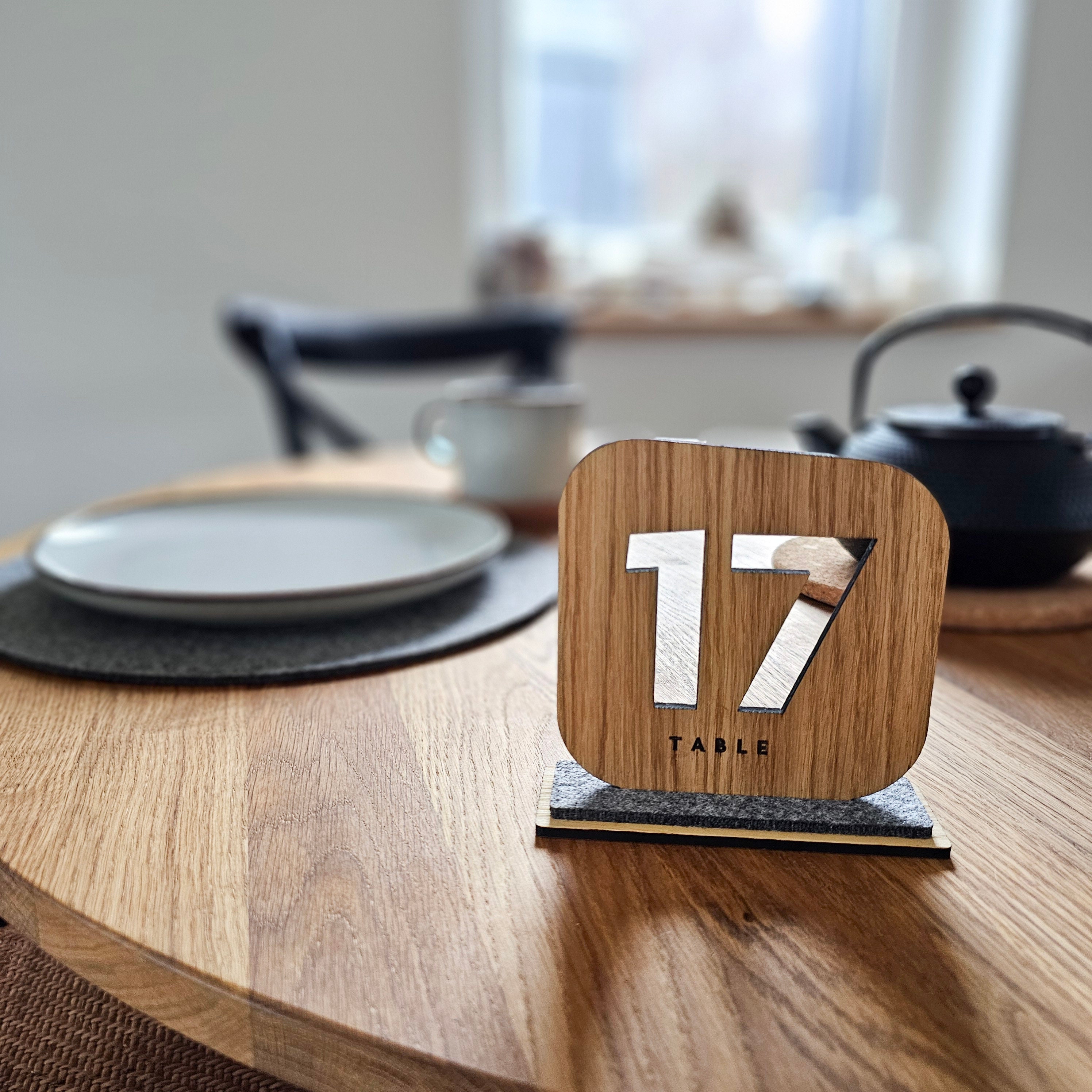 Modern Oak Wood Table Numbers for Horeca, Restaurant, Cafes, Handmade ...