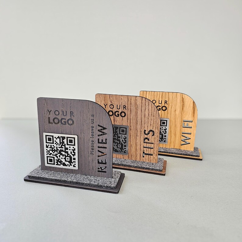 Custom QR Code Menu Table Sign With Logo, Personalized Wood Plaque ...