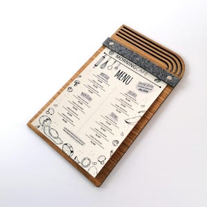 Cubierta de menú de restaurante de madera, Menú con logotipo personalizado, Carpeta de menú de madera contrachapada de roble, Tablero de menú de cafetería bar, Portamenús personalizado, GRABADO GRATUITO