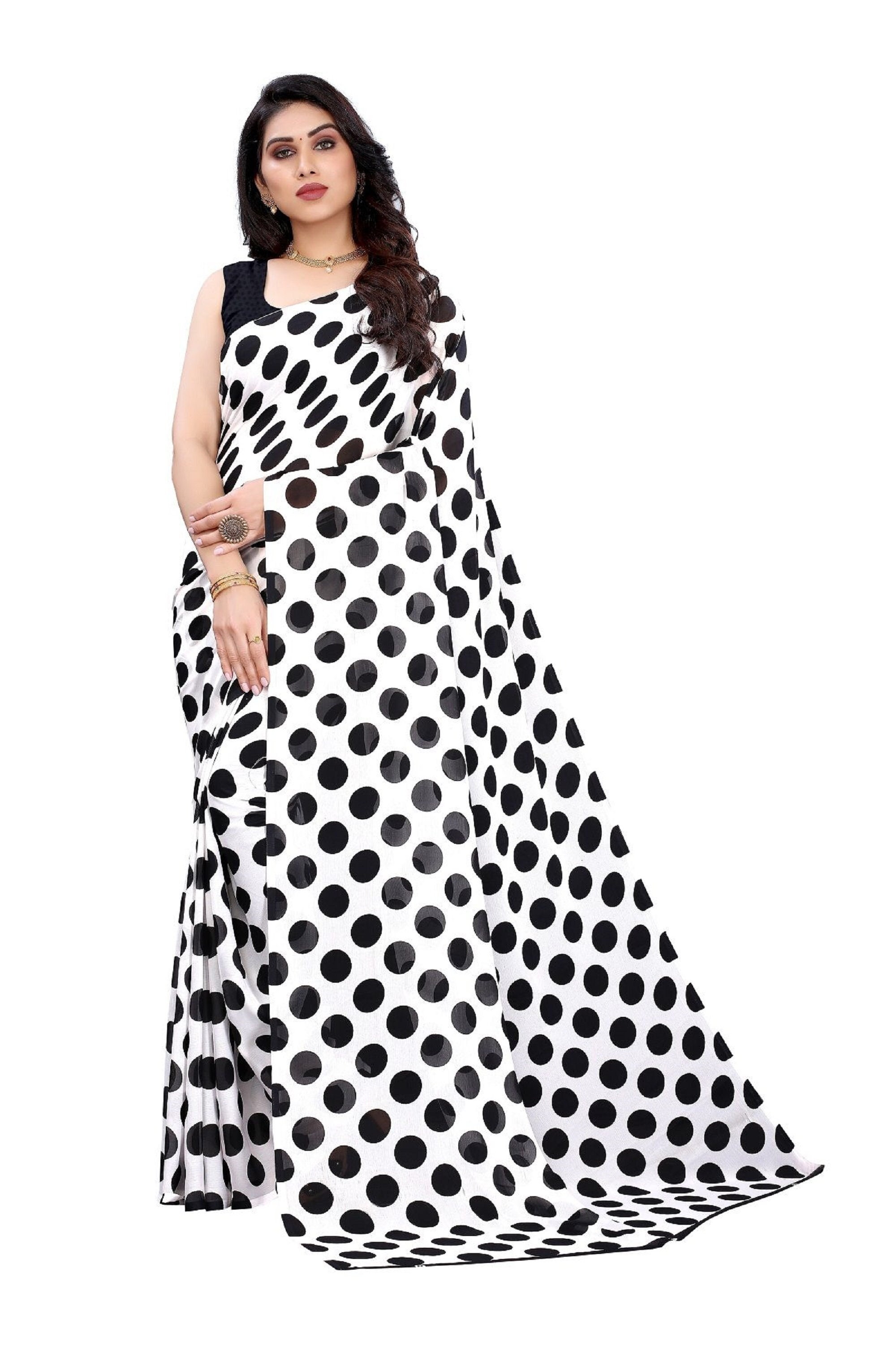 most trending and gorgeous daily work wear Polka dot Blouses design in  black and white for women 