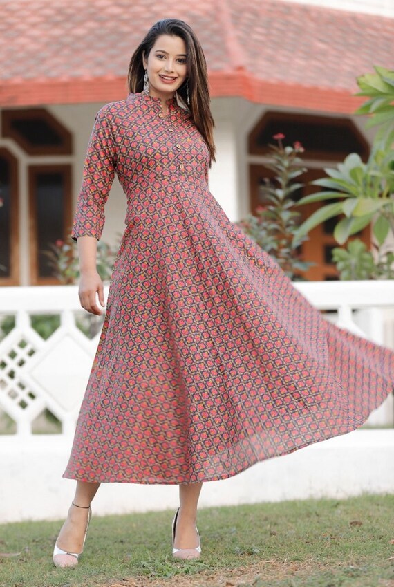 Plus Size Kurta Women Pure Cotton Grey & Navy Blue Printed Curved Hem  A-line Kurta for Women Indian Dress XXXL 3XL 4XL 5XL 6XL 7XL Kurti - Etsy