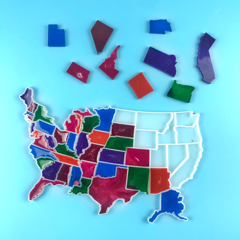 USA Map Silicone America Shiny 50 States Map Mold Epoxy Resin Etsy