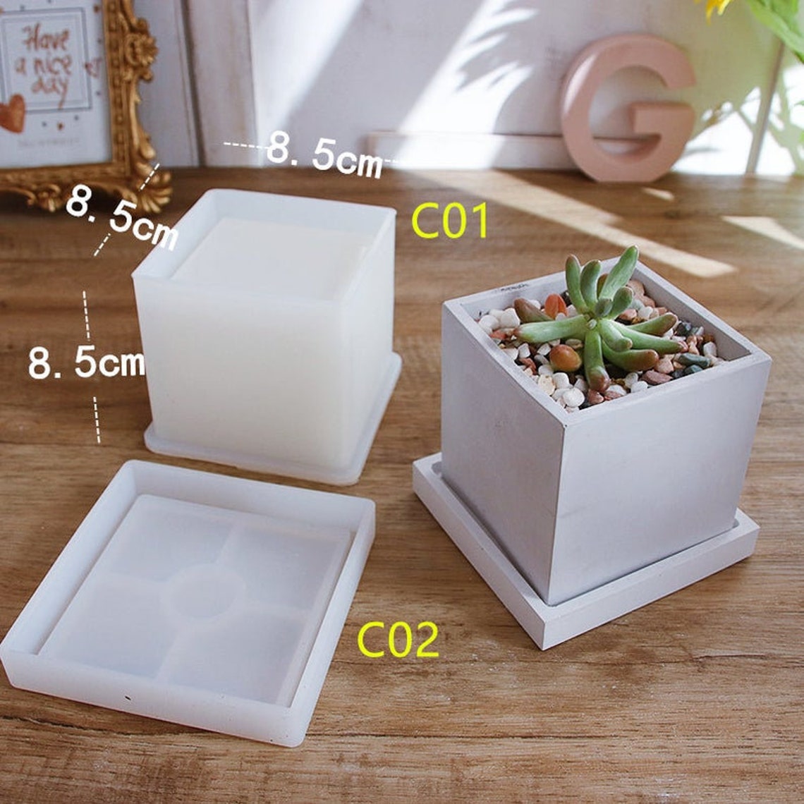 Concrete Candle Jar Resin Terazzo Concrete Tray Mold Round Etsy