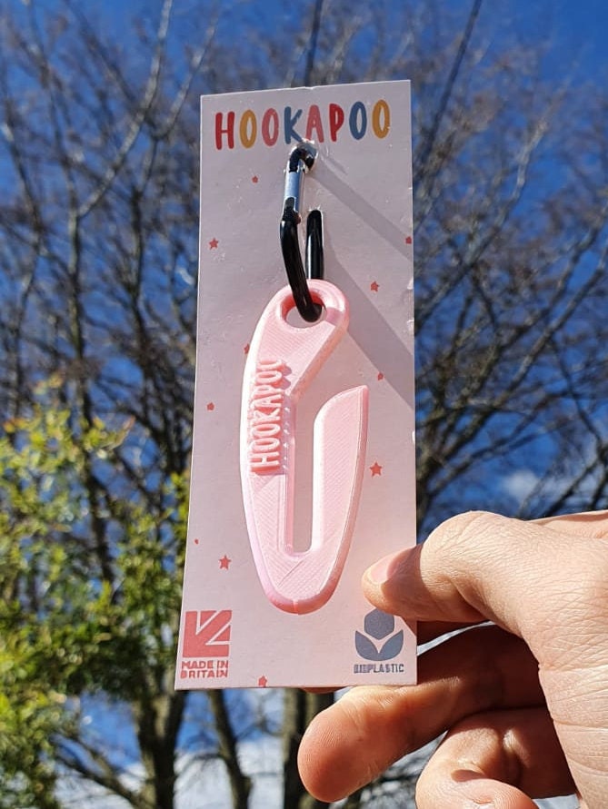 Hookapoo Dog Poop Bag Carrier Dog Poo Holder Clip on Hands free Sustainable Pink and Blue, Poo Hook