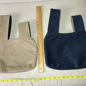 Reversible Japanese Knot Bag Corduroy Handbag Wristlet Bags Purse Lady Woman Girl Navy Beige Handbags Christmas Birthday Gift Pouch Purses zdjęcie 7