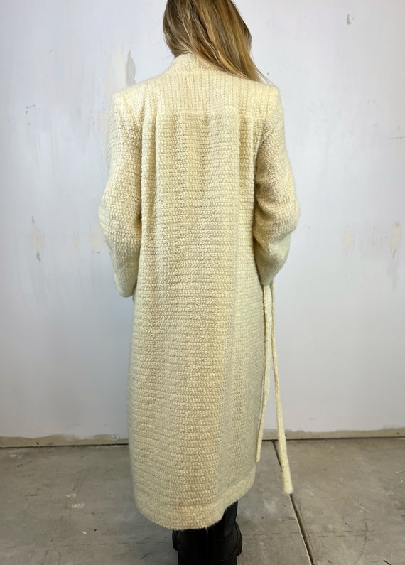 1970's Off White Mohair / Wool Blend Long Coat wi… - image 2