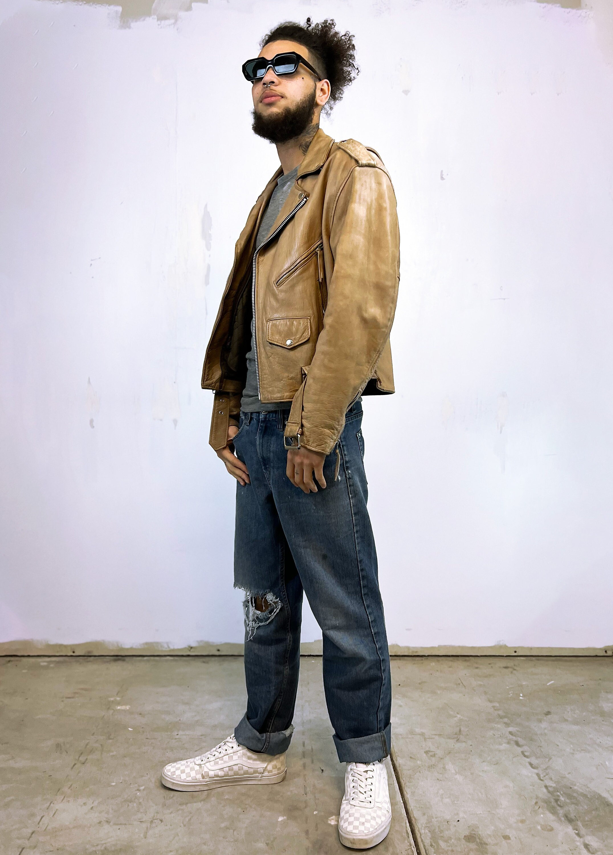 1980's Rare Tan Leather Biker Jacket - Etsy 1980's Rare Tan Leather Biker Jacket - Etsy