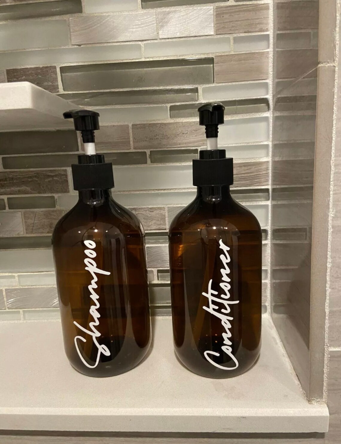 Shampoo Conditioner & Body Wash Dispenser Amber Plastic Etsy