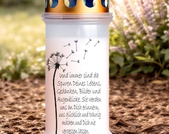 Adesivi per candele tombali "Tracce della tua vita" – Adesivi commemorativi per candele tombali – Regalo di condoglianze e ricordo – Set da 1, 3 o 5