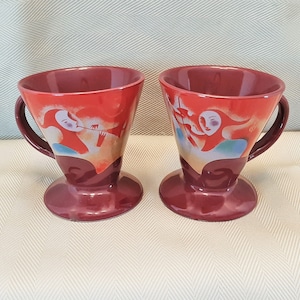 Frichtel Espresso Cups Demitasse Liqueur with Jesters Minstrels Set of 2 1999