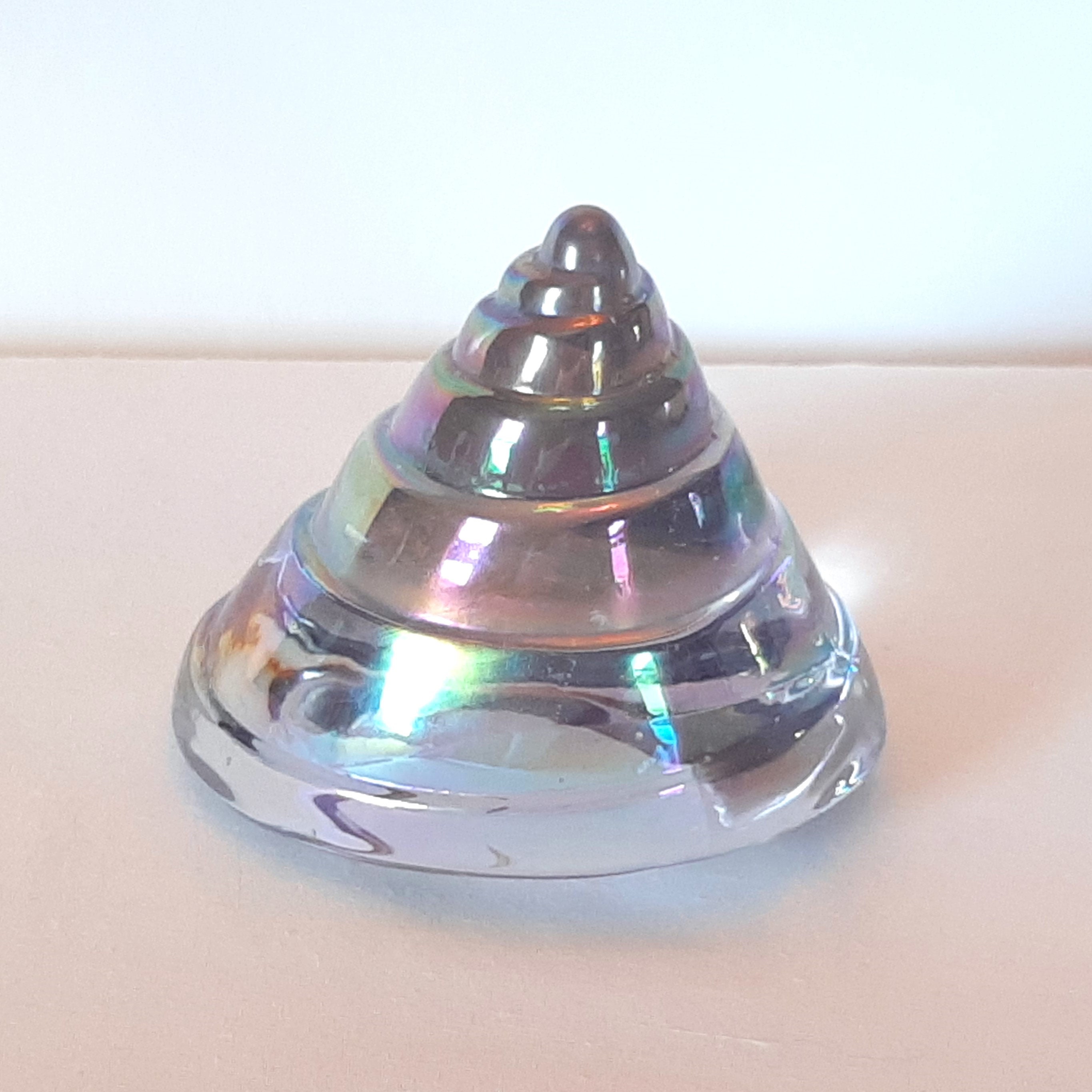 Seashell Paperweight Solid Glass Iridescent Trochus Shell Spiral ...