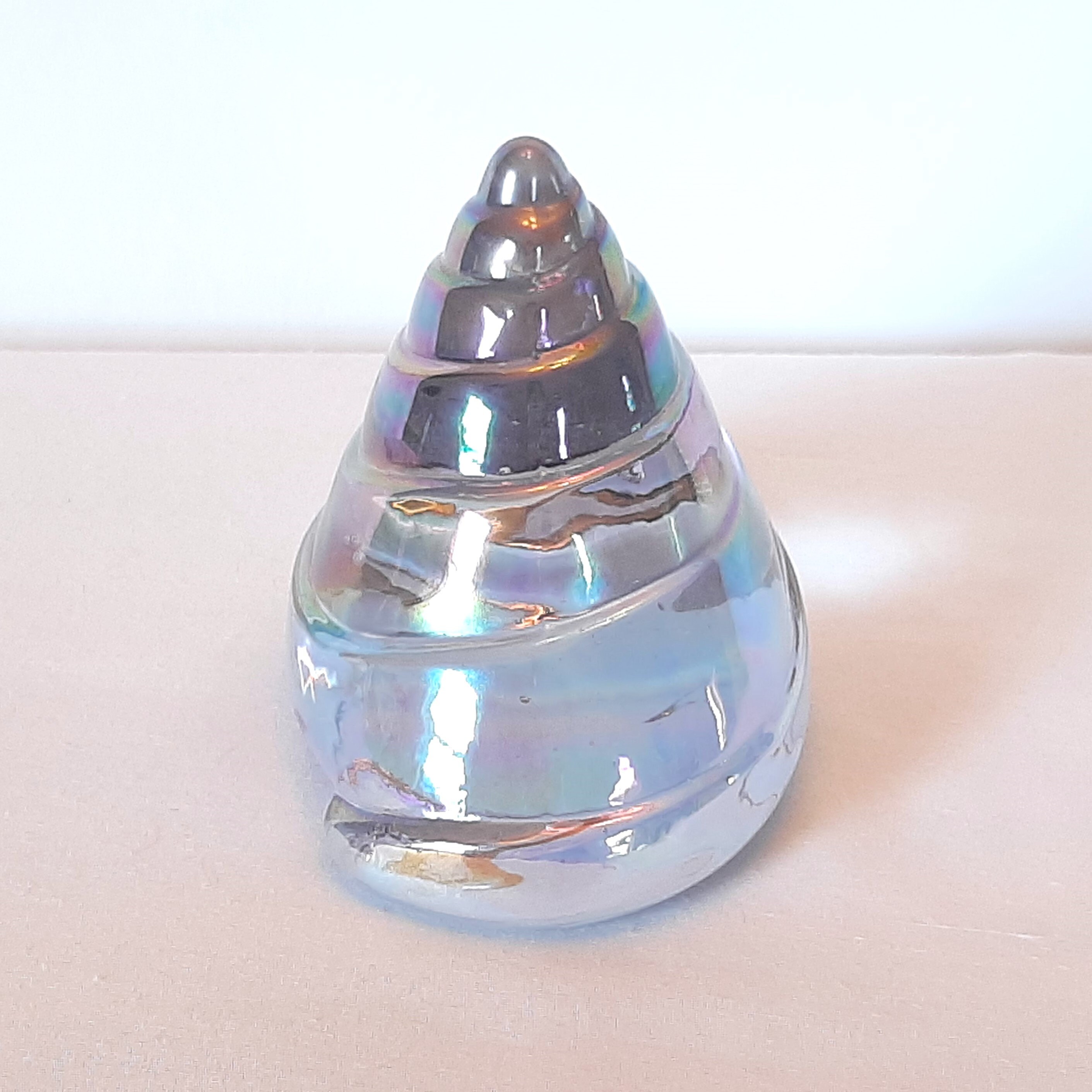 Seashell Paperweight Solid Glass Iridescent Trochus Shell Spiral ...
