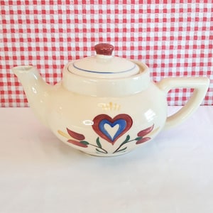 Shawnee Pottery Teapot Dutch Heart and Tulips Vintage from 1940s Larger Size