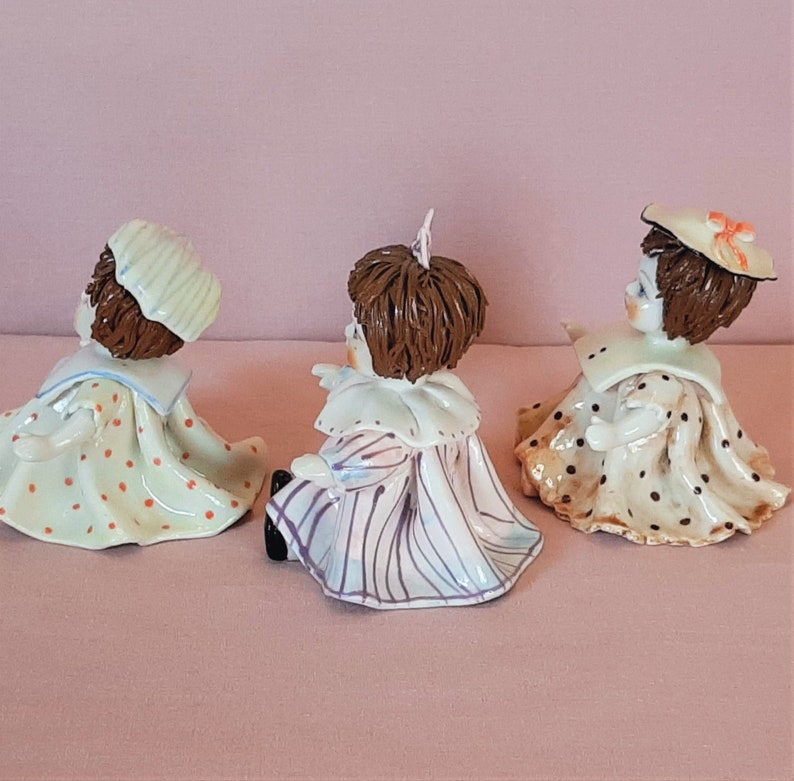 Lina Zampiva Figurines Sitting Toddler Girls Hand Shaped Clay Etsy